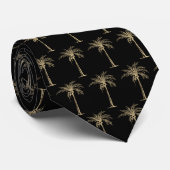 Schwarz-Gold-Palm-Baummuster Krawatte (Gerollt)