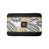 Schwarz-Gold-Palm-Muster mit Monogramm Badematte (Vorderseite)