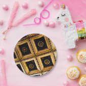 Schwarz-Gold-Papierplatte Pappteller (Party)