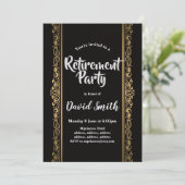 Schwarz-Gold-Party Einladung (Stehend Vorderseite)