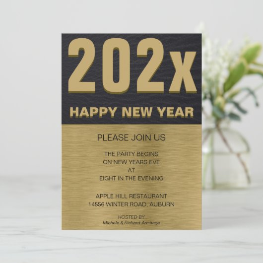 Schwarz-Gold-Party Einladung (Stehend Vorderseite)