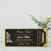 Schwarz & Gold Party-Ticket Einladung (Stehend Vorderseite)