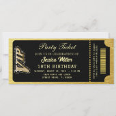 Schwarz & Gold Party-Ticket Einladung (Vorderseite)