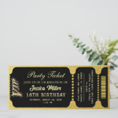 Schwarz & Gold Party-Ticket Einladung (Stehend Vorderseite)