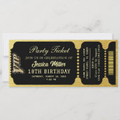 Schwarz & Gold Party-Ticket Einladung (Vorderseite)