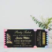Schwarz & Gold Party-Ticket Einladung (Stehend Vorderseite)