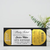 Schwarz & Gold Party-Ticket Einladung (Stehend Vorderseite)