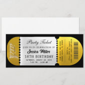 Schwarz & Gold Party-Ticket Einladung (Vorne/Hinten)