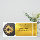 Schwarz & Gold Party-Ticket Einladung (Stehend Vorderseite)