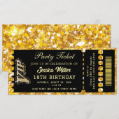Schwarz & Gold Party-Ticket Einladung (Vorne/Hinten)