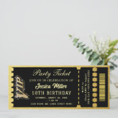 Schwarz & Gold Party-Ticket Einladung (Stehend Vorderseite)