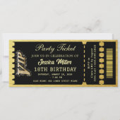 Schwarz & Gold Party-Ticket Einladung (Vorderseite)