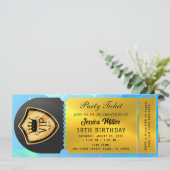 Schwarz & Gold Party-Ticket Einladung (Stehend Vorderseite)