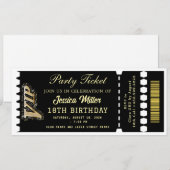 Schwarz & Gold Party-Ticket Einladung (Vorne/Hinten)