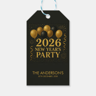 Schwarz-Gold-Party zum Neujahr 2026 Geschenkanhänger
