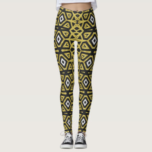 Schwarz-Gold-Patente, wenn Leggings mit Funky Trib