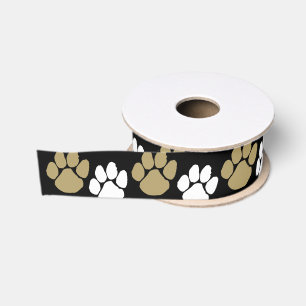 Schwarz-Gold-Pawprint Ripsband