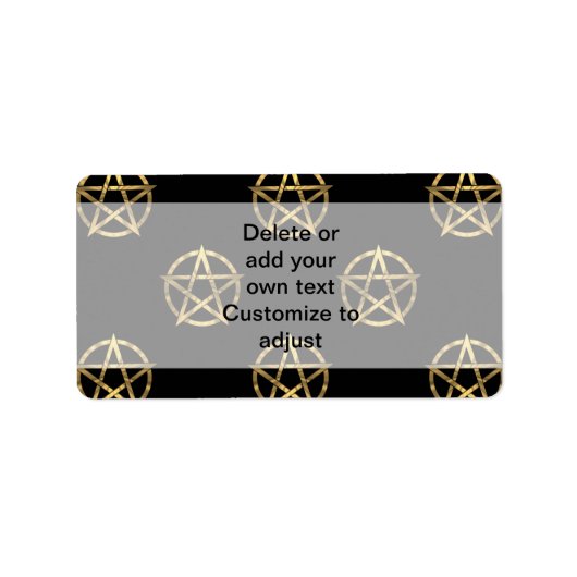 Schwarz-Gold-Pentagramm Adressaufkleber (Vorne)