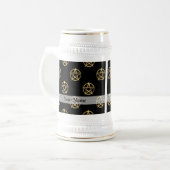 Schwarz-Gold-Pentagramm Bierglas (Vorderseite Links)