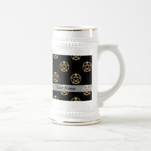 Schwarz-Gold-Pentagramm Bierglas