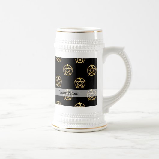 Schwarz-Gold-Pentagramm Bierglas (Rechts)