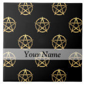 Schwarz-Gold-Pentagramm Fliese (Vorderseite)