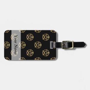 Schwarz-Gold-Pentagramm Gepäckanhänger