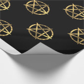 Schwarz-Gold-Pentagramm Geschenkpapier (Ecke)