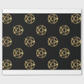 Schwarz-Gold-Pentagramm Geschenkpapier (Flach)