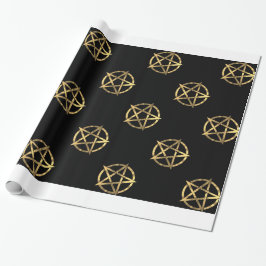 Schwarz-Gold-Pentagramm Geschenkpapier