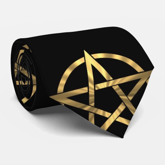 Schwarz-Gold-Pentagramm Krawatte (Gerollt)