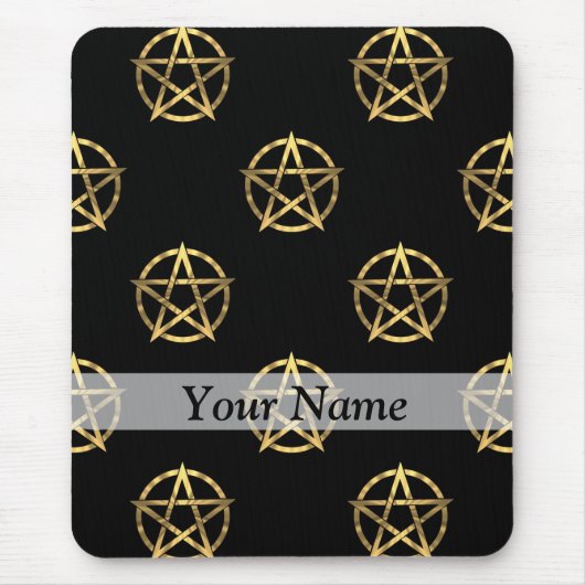 Schwarz-Gold-Pentagramm Mousepad (Vorne)