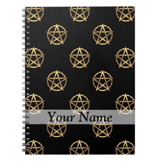 Schwarz-Gold-Pentagramm Notizblock (Vorderseite)