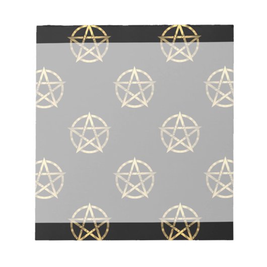Schwarz-Gold-Pentagramm Notizblock (Vorderseite)