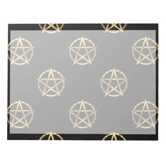 Schwarz-Gold-Pentagramm Notizblock (Vorderseite)