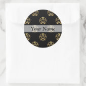 Schwarz-Gold-Pentagramm Runder Aufkleber (Tasche)