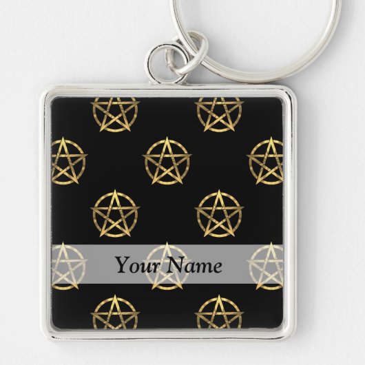 Schwarz-Gold-Pentagramm Schlüsselanhänger (Vorne)