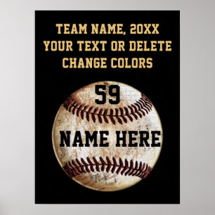Schwarz-Gold-Personalisiert-Baseball-Poster Poster