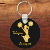 Schwarz-Gold-Personalisiert-Cheer-Schlüsselanhänge Schlüsselanhänger (Vorderseite)