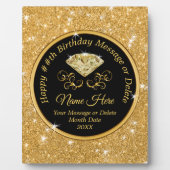 Schwarz, Gold Personalisiert, Happy Birthday Plaqu Fotoplatte (Vorderseite)