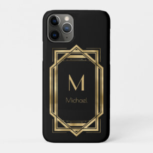 Schwarz-Gold-Personalisiert-Monogramm   Geometrisc Case-Mate iPhone Hülle