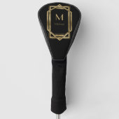 Schwarz-Gold-Personalisiert-Monogramm | Geometrisc Golf Headcover (Vorderseite)
