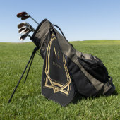 Schwarz-Gold-Personalisiert-Monogramm | Geometrisc Golfhandtuch (Gras)