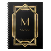Schwarz-Gold-Personalisiert-Monogramm | Geometrisc Notizblock (Vorderseite)