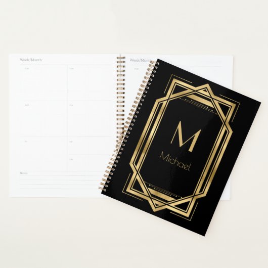 Schwarz-Gold-Personalisiert-Monogramm | Geometrisc Planer (Anzeige)