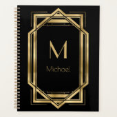 Schwarz-Gold-Personalisiert-Monogramm | Geometrisc Planer (Vorderseite)