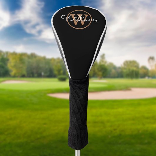 Schwarz-Gold-Personalisiert-Monogramm Golf Headcover