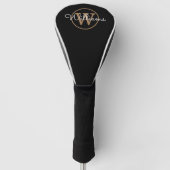Schwarz-Gold-Personalisiert-Monogramm Golf Headcover (Vorderseite)