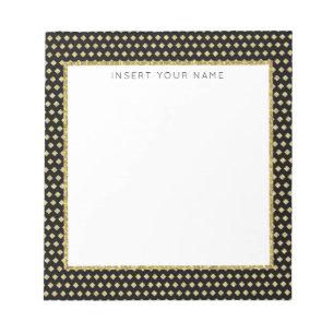Schwarz/Gold Personalisierter Notepad 5.5" x 6" Notizblock