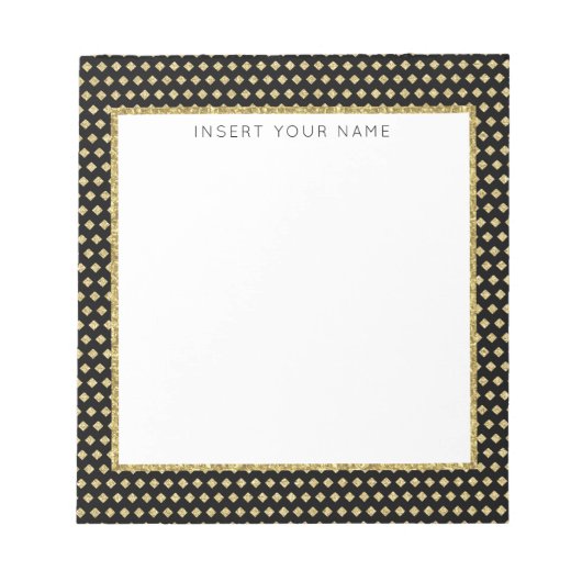 Schwarz/Gold Personalisierter Notepad 5.5" x 6" Notizblock (Vorderseite)